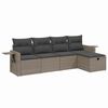 vidaXL Garden Sofa Set Grey Poly Rattan, Powder-Coated Steel 5 Seater