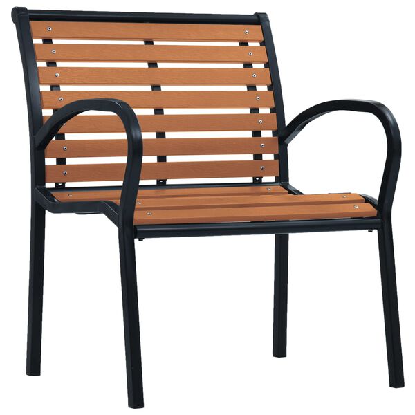 vidaXL Garden Chair Set of 2 Black and Brown Steel and WPC Standard
