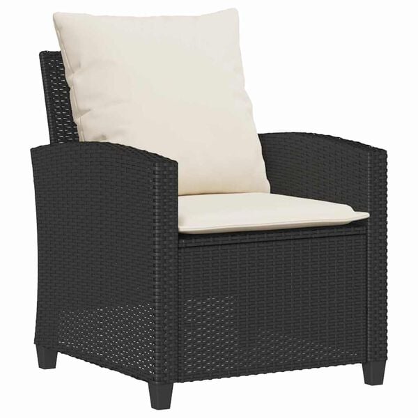 vidaXL Garden Sofa Set Black PE rattan Medium Adjustable Feet