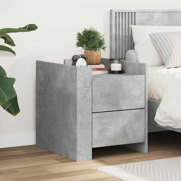 vidaXL Bedside Cabinet Concrete Grey Engineered Wood 17.7x19.7x19.7 in