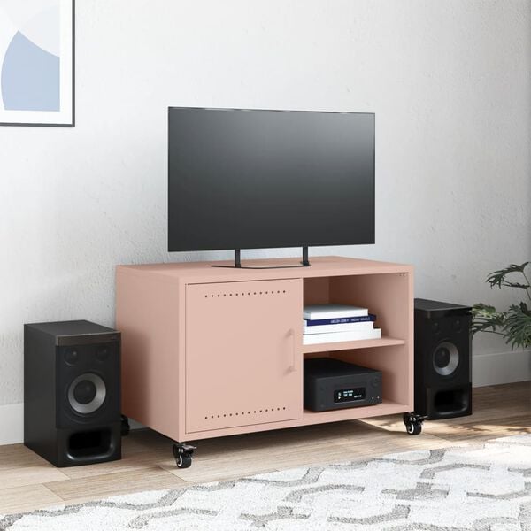 vidaXL TV Cabinet Pink Cold-rolled Steel Medium Storage TV Cabinet