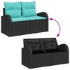 vidaXL Garden Sofa Set 5 pcs Black and Turquoise Poly Rattan