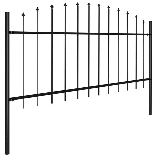 vidaXL Garden Fence with Spear Top Steel 281.3"x29.5" Black