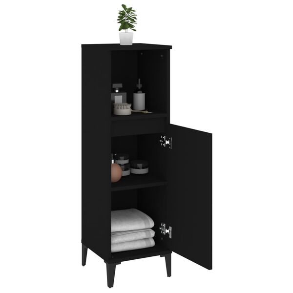 vidaXL Bathroom Cabinet Black Engineered wood, Metal Standard