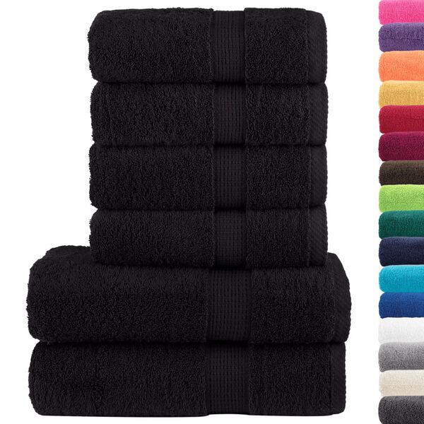 vidaXL Towel Set Black 100% ring-spun cotton