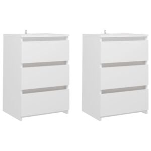 vidaXL Bed Cabinet Set of 2 White Engineered Wood