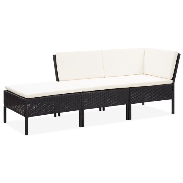 vidaXL Garden Lounge Set Black, Cream white