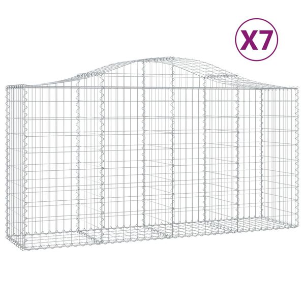 vidaXL Gabion Basket Set of 7 Silver Galvanized iron