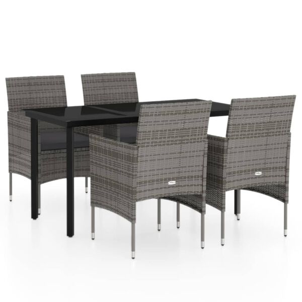 vidaXL Garden Dining Set Grey and black