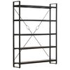 vidaXL Bookcase Black Solid mango wood, Powder-coated steel