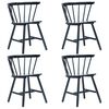 vidaXL Dining Chair Set of 4 Black Solid rubber wood and bent wood