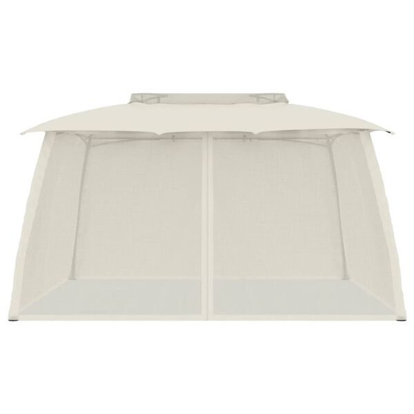 vidaXL Gazebo with Double Roof&Mesh Walls Cream 12.9'x9.6' Steel