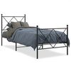 vidaXL Bed Frame Black Steel Single Bed Frame Rectangular Minimalist