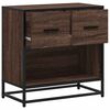 vidaXL Nightstand Brown Oak Engineered Wood, Metal Standard Nightstand