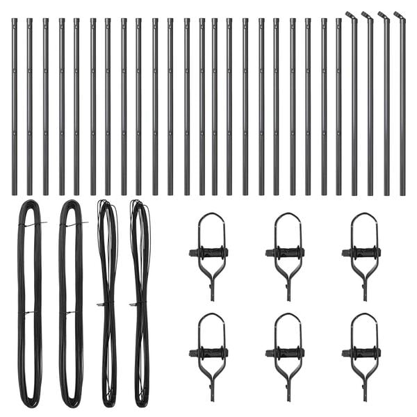 vidaXL Fence Post Other 26 pcs Grey 1.26 x 1.26 x 31.50 in Steel