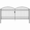 vidaXL Fence Gate Double Door with Arched Top Steel 157.5x68.9" Black