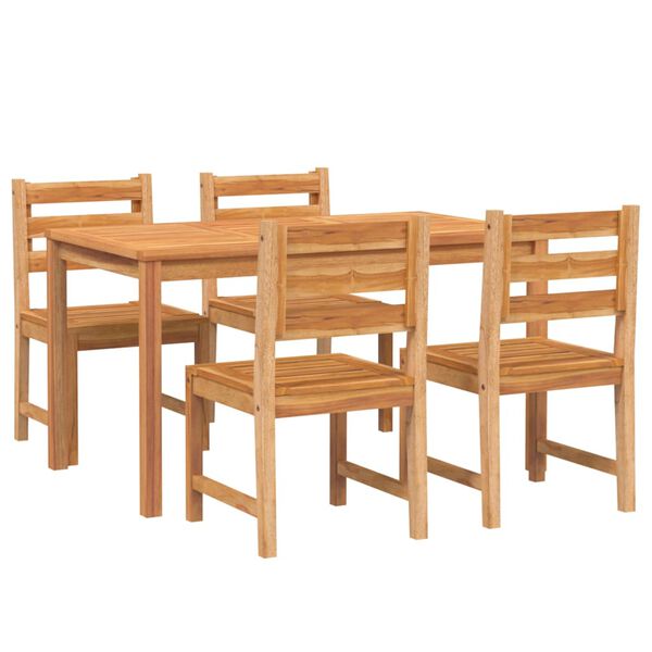 vidaXL Garden Dining Set Natural Wood Solid Teak Wood 5 Piece Set