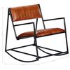 vidaXL Rocking Chair Brown and Black Real Leather and Powder-Coated Iron
