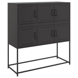 vidaXL Sideboard Black Cold-rolled steel Medium Sideboard Rectangular