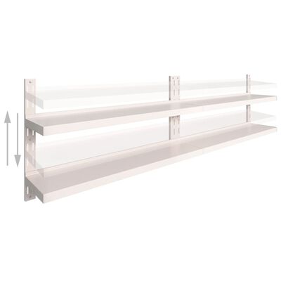 vidaXL 2-Tier Floating Wall Shelves 2 pcs Stainless Steel 118.1"x11.8"