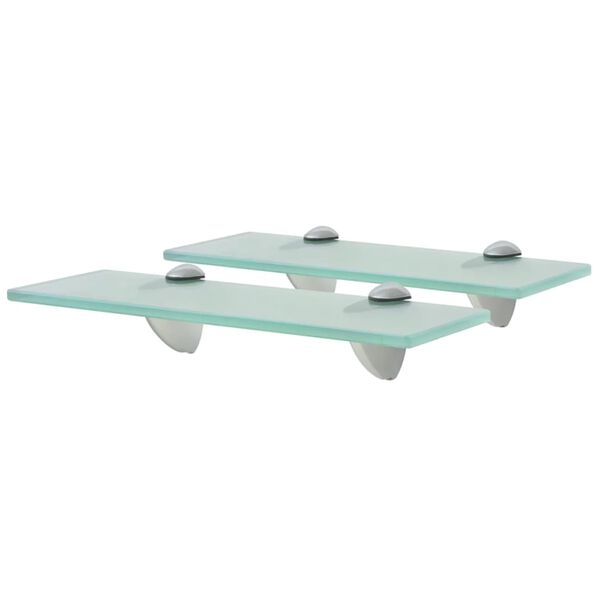 vidaXL Floating Shelf Set of 2 Clear Tempered safety glass and zinc alloy