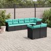 vidaXL 8 Piece Patio Sofa Set with Cushions Black Poly Rattan