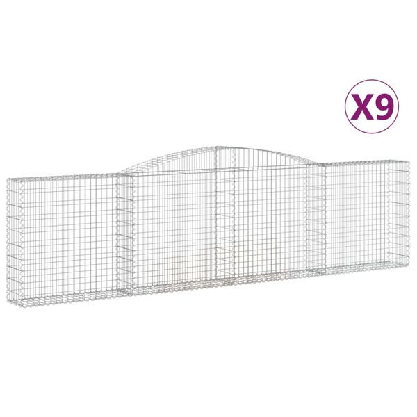 vidaXL Gabion Basket Set of 9 Silver Galvanized iron Large