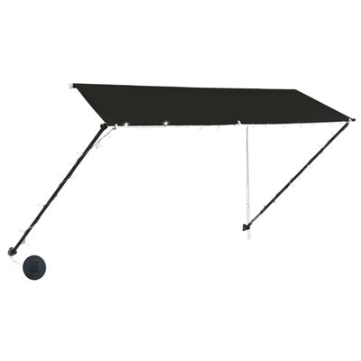 vidaXL Retractable Awning with LED 137.8"x59.1" Anthracite