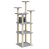 vidaXL Cat Tree Light Grey Engineered Wood, Plush, Sisal 67.3 in Tall