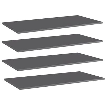 vidaXL Bookshelf Boards 4 pcs High Gloss Gray 31.5"x7.9"x0.6" Engineered Wood