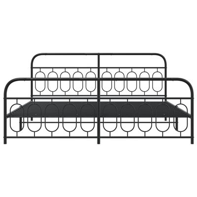 Close-up of headboard and footboard of a metal bed frame with circular loop pattern, showcasing the frame construction