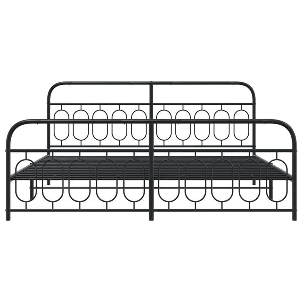 vidaXL Bed Frame Black Steel 78.7x78.7 in Bed Frame Rectangular