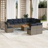 vidaXL 11 Piece Patio Sofa Set with Cushions Gray Poly Rattan