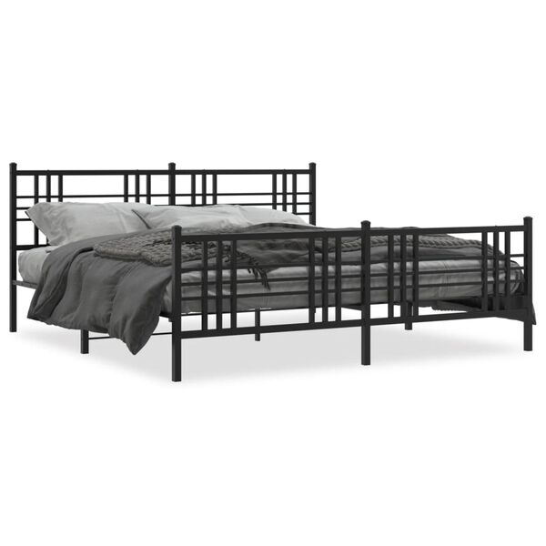 vidaXL Metal Bed Frame without Mattress with Footboard Black 70.9"x78.7"
