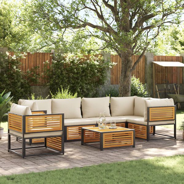 vidaXL Garden Sofa Set Cream White