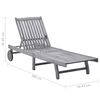 vidaXL Sunlounger Grey Solid acacia wood, 100% polyester 78.7 in long