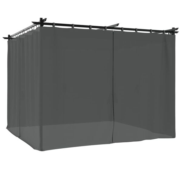 vidaXL Gazebo with Curtains Anthracite 9.8'x9.8' Steel