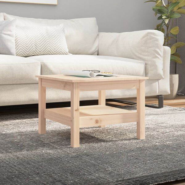 vidaXL Coffee Table Natural Pine Solid Pine Wood Medium Coffee Table