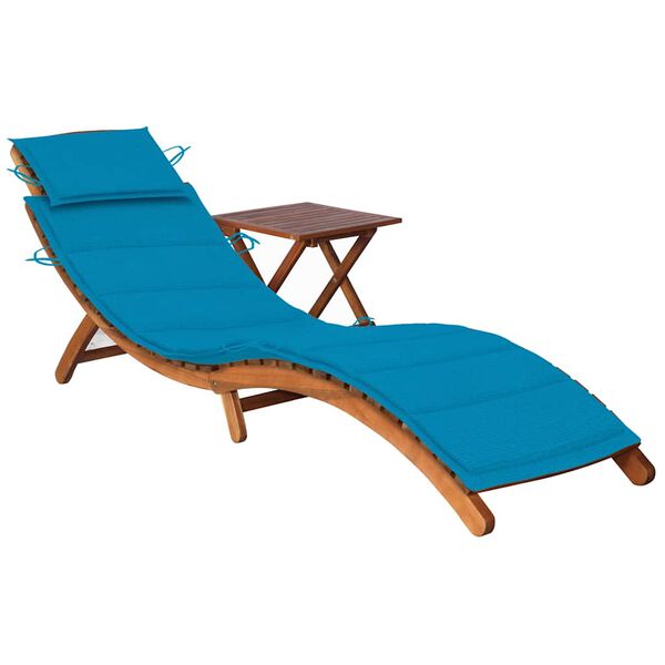 vidaXL Sunlounger With Table Natural Wood Solid Acacia wood Standard