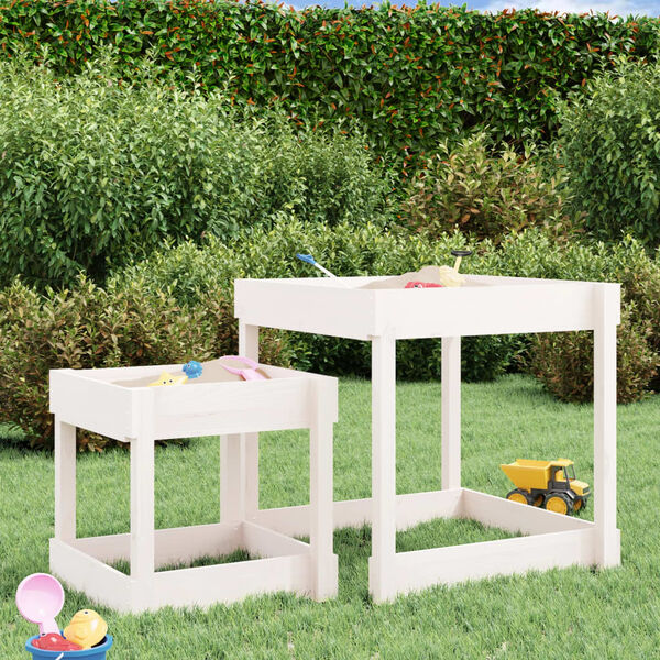 vidaXL Sand Table White Solid pinewood Small to Medium Collapsible