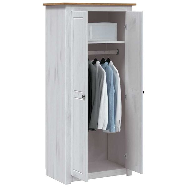 vidaXL Wardrobe White Solid Pine Wood Medium Storage Wardrobe