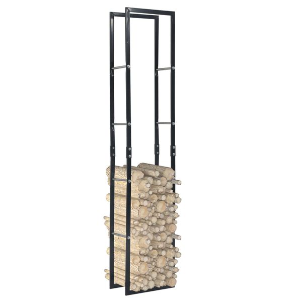vidaXL Firewood Rack Black 15.7"x9.8"x78.7" Steel