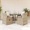 vidaXL 5 Piece Patio Dining Set with Cushions Beige Poly Rattan