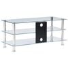 vidaXL TV Stand Transparent Tempered Glass and Stainless Steel