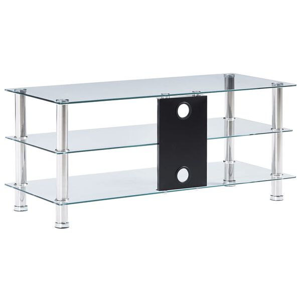 vidaXL TV Stand Transparent Tempered Glass and Stainless Steel