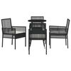 vidaXL Garden Dining Set 5 pcs Black Poly rattan