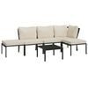 vidaXL Patio Lounge Set Black, Sand Powder-coated steel, Polyester Large