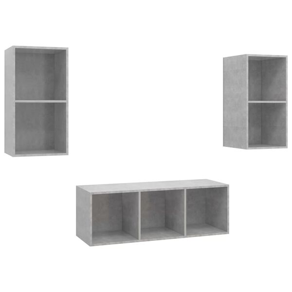 vidaXL TV Cabinet Set Concrete Grey Engineered Wood Medium