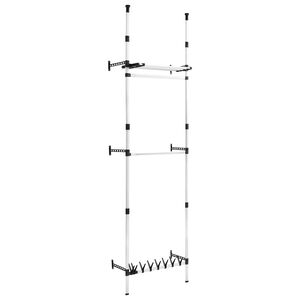 vidaXL Telescoping Wardrobe System Silver and Black Aluminum and Plastic
