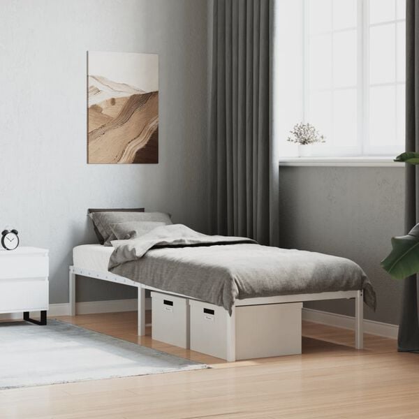 vidaXL Metal Bed Frame without Mattress White 29.5"x74.8"